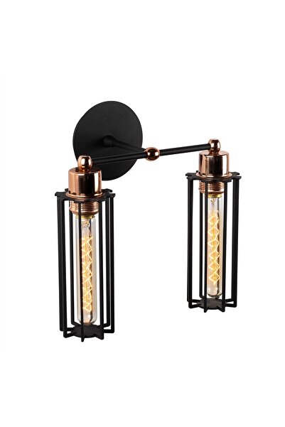AmberLED Stylish Metal Body Wire 2-Piece Sconce with Fuzzy Black E27 Compatible