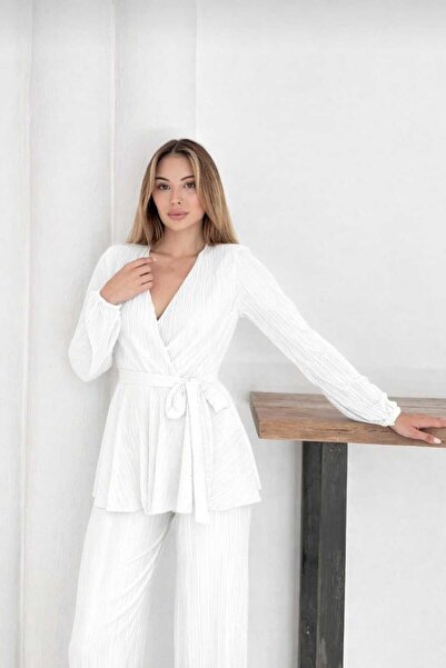 verabelle Pleated Satin Padded Anthracite Color Stylish Double-Breasted Suit