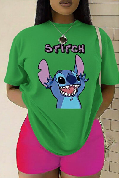 New Shine تي شيرت مطبوع عليه ستيتش للجنسين