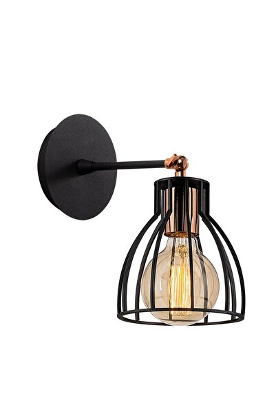 AmberLED Wire Single Sconce Modern Reading Lighting with Tufted Black Metal Body
