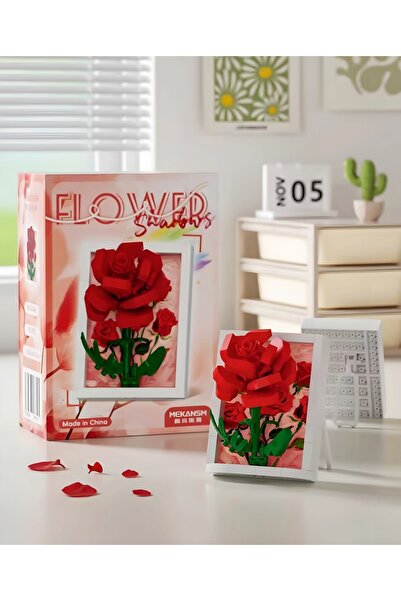 DEK Framed Red Rose Building Block Decor |   Eternal Flower |   Desktop Gift