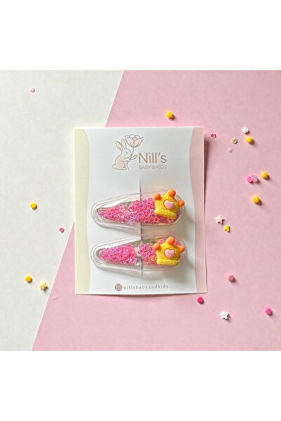 Nills Baby & Kids Şeffaf Pullu Taç Figürlü Bebek Saç Tokası 2’li Set