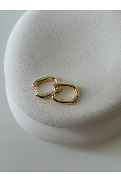 Moss Aksesuar Basic 14k Rodyum Kaplama Çelik Oval Küpe