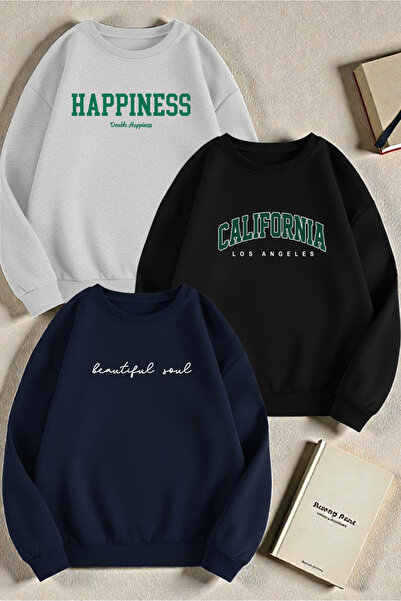 uyguntarz Pachet de 3 hanorace imprimate multicolore din seria mixtă