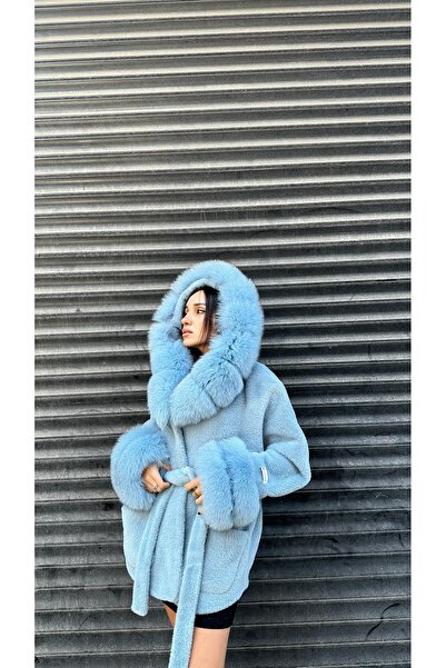 Furora Store Kadın Kürklü Alkantara Ceket-Yumuşak Dokulu Kürklü Oversize Ceket