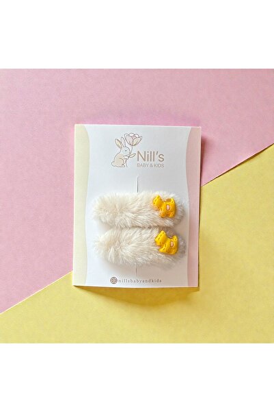 Nills Baby & Kids Peluş Köpek Figürlü Bebek Saç Tokası 2’li Set – Krem