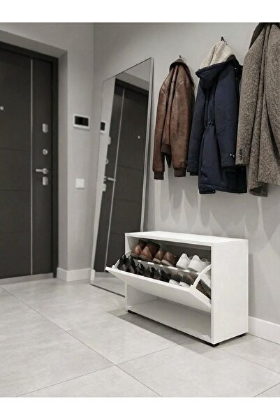 Macco Mobilya 1 Bölmeli Raflı Ayakkabılık - Düşer Kapaklı Modern Antre Düzenl...