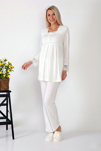 lohusahamile Σετ πιτζάμες εγκυμοσύνης και μητρότητας με δαντέλα με επικάλυψη ...