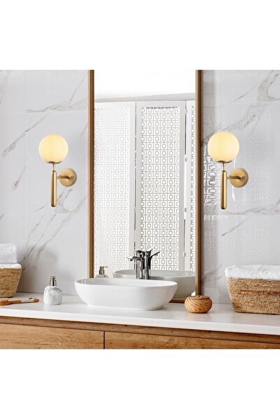 AmberLED Stylish Glass Single Sconce in Shiny Gold for Bedroom and Living Roo...