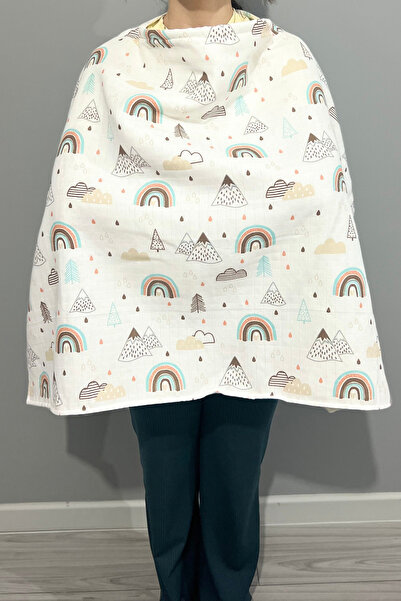 Ponchik %100 Pamuk Balenli Çift Katlı Müslin Emzirme Önlüğü Örtüsü – 70 × 100...