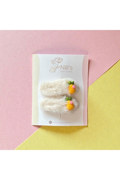 Nills Baby & Kids Peluş Ananas Figürlü Bebek Saç Tokası 2’li Set – Krem
