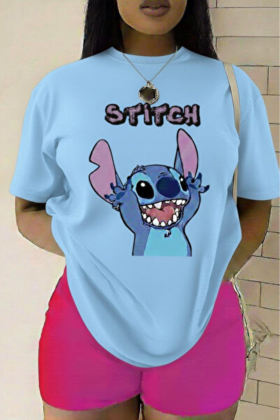 New Shine تي شيرت مطبوع عليه ستيتش للجنسين