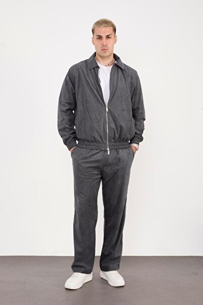 Rocqerx X-2037 X-1005 Σετ βελούδινο παντελόνι με ελαστικό στη μέση με φερμουάρ