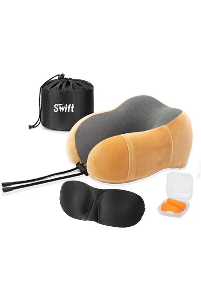 Generics وسادة سفر للرقبة من إسفنج الذاكرة من سويفت - تتضمن قناع عين ثلاثي ال...