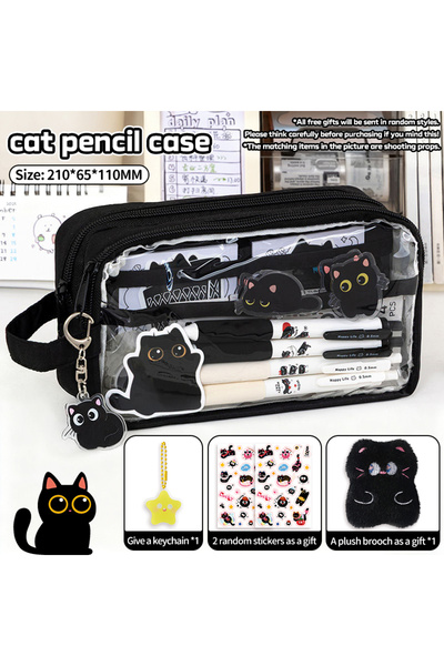 Choice أسود - طقم مكون من 4 قطع، طقم مقلمة قطة بخمس طبقات وسعة كبيرة، مقلمة م...