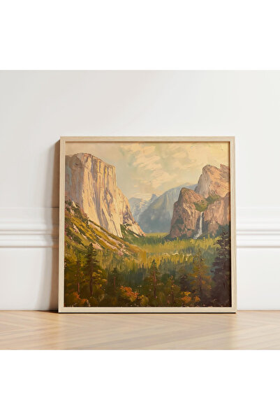 Tuba Decor Tablou pătrat cu rama din lemn munți