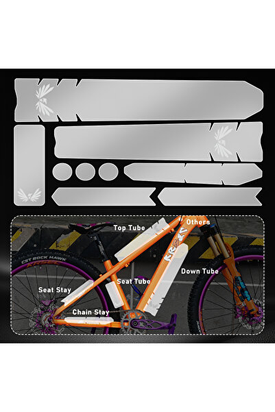 Choice ملصقات حماية شفافة قصيرة لإطار الدراجة CJTD02 KRSEC، فيلم حماية PVC لل...