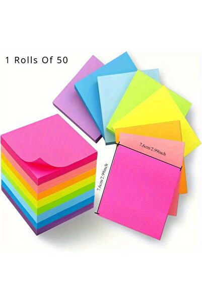 Choice ملاحظات لاصقة فلورية - لفة واحدة، لفة واحدة تحتوي على 50 ملاحظة لاصقة ...