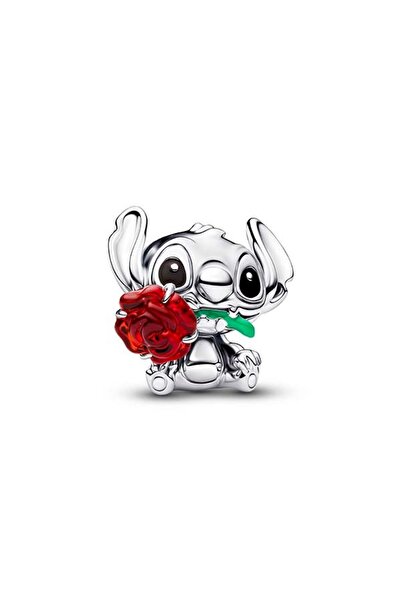 Pandora Disney Stitch ve Gül Murano Camı Charm