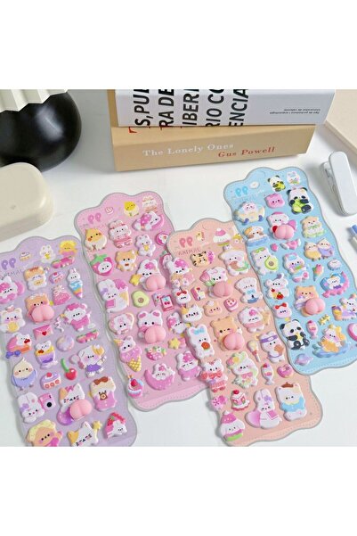 Choice 4Sheets 4 Pieces 3D Soft Cute Butt 3D Kids Stickers - Squishy Animals ...