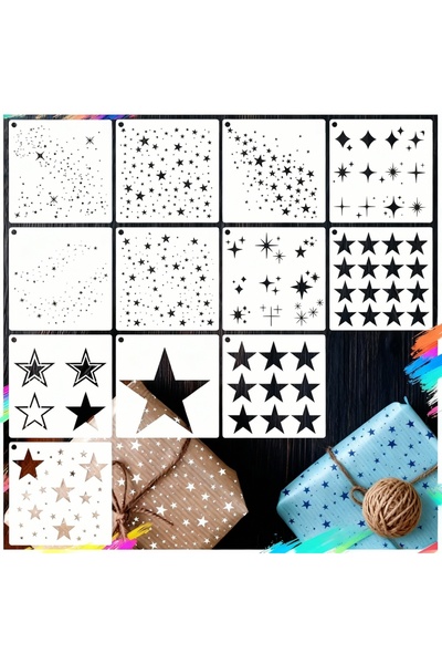 Choice ١٢ قطعة من قوالب استنسل النجوم اللامعة، قوالب استنسل خلفية النجوم، قوا...