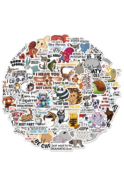 Choice مجموعة ملصقات 50 قطعة من ملصقات اقتباسات الحيوانات المرحة، ملصقات جراف...