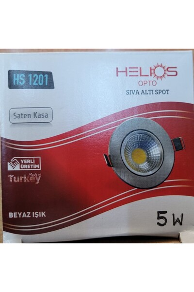 Helios 5 Watt Beyaz Işık Saten-Krom Kasa Trafolu Cob Led Spot 10 Adet