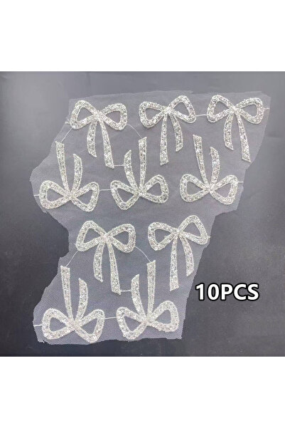 Choice 10 قطع فضية، 10 قطع/مجموعة. زينة فيونكة صغيرة فضية وبيضاء، 7*7 سم، رقع...