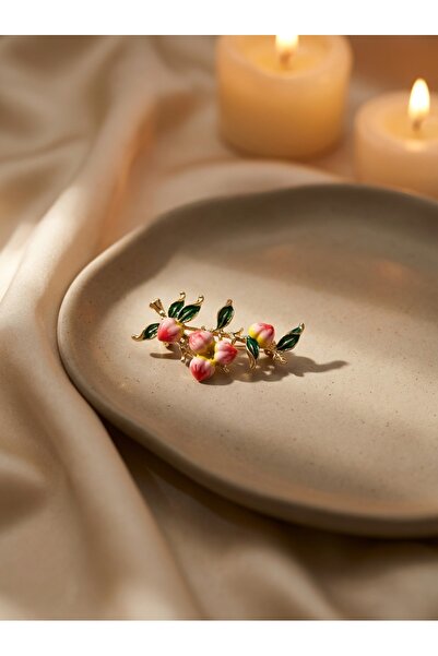 SR Jewelry Box 🌸 Mineli Çiçek Dalı Broş | Vintage Stil Zarif Aksesuar