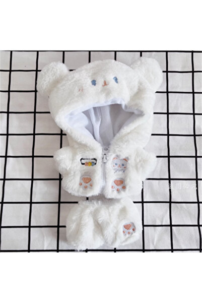 Choice ملابس أطفال بيضاء مقاس 20 سم، تتضمن سترة وبنطال بسحاب على شكل دب، وبدل...