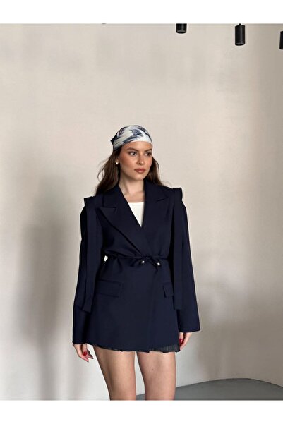 VESS MODA Blazer Jacket with Rope Tie Shoulder Belt Design