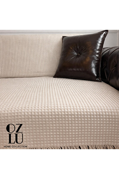 Özlü Home Petek Desen Koltuk/Çekyat Örtüsü Çok Amaçlı 170/220 BEJ