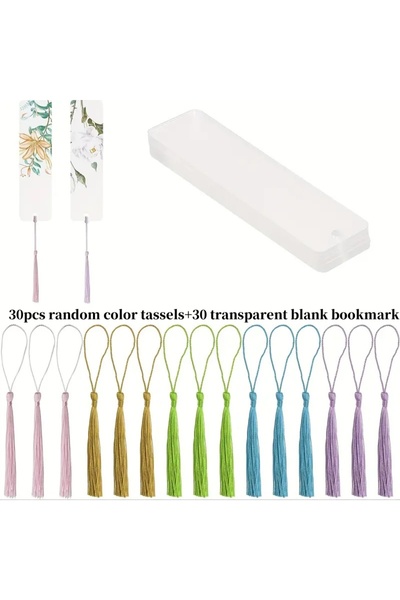 Choice 60pcs 60 pcs/set (30 bookmarks and 30 tassels) blank acrylic bookmarks...