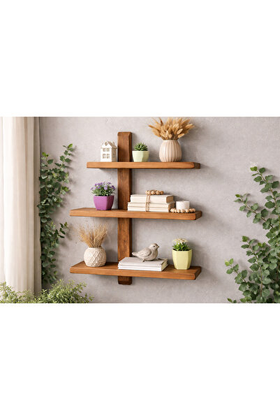ATAY wood Dekoratif Ahşap Duvar Rafı – Modern & Doğal Tasarım (3 Katlı)