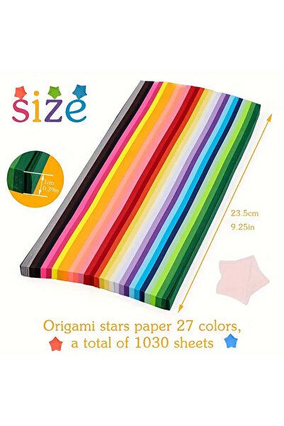 Choice ١٠٣٠ ورقة (٢٧ لونًا) مجموعة ورق أوريغامي على الوجهين على شكل نجمة، ٢٧ ...