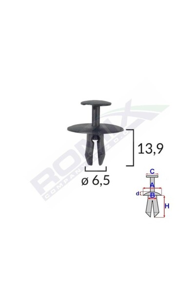 ROMİX Clips Fixare Pentru Citroenpeugeot 65X139Mm - Negru Set 10 Buc