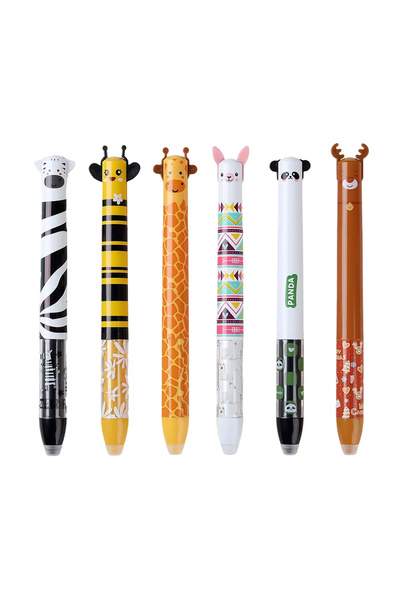 Choice مجموعة أقلام جل قابلة للمسح بتصميم حيوانات كرتونية إبداعية، 6 قطع بالل...