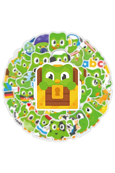 Choice ٥٠ قطعة من ملصقات دولينجو، برنامج تعليمي، ملصقات طائر أخضر كرتونية، مل...