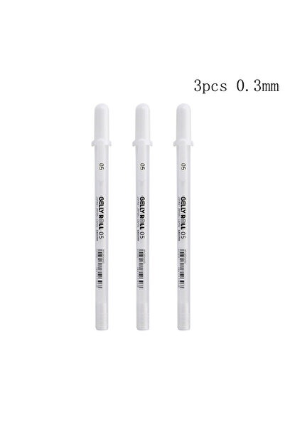 Choice 3 أقلام تحديد بيضاء 0.3 مم، 3 أقلام تحديد بيضاء 0.3 مم، 0.4 مم، 0.5 مم...