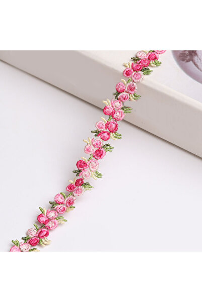 Choice 1 yard rose red Colorful Cotton Embroidered 3d Flowers Wedding Lace Fa...