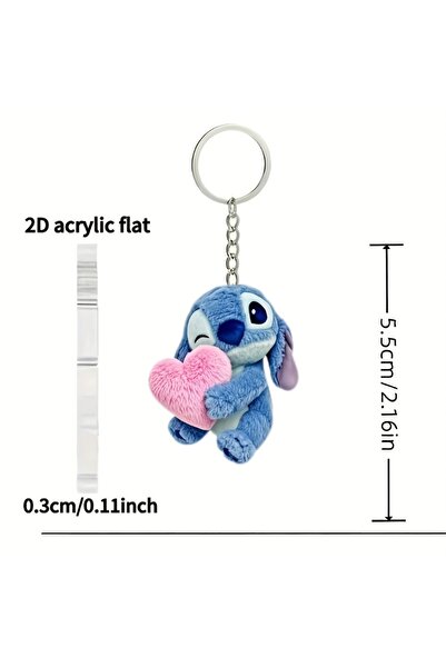 Choice Blue Disney Licensed Stitch Acrylic Ornament - Heart Shape Keychain fo...