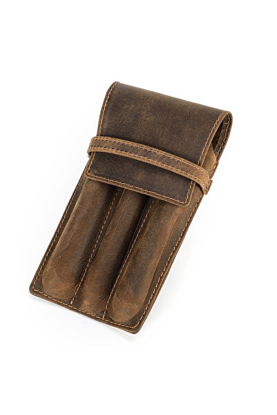 Choice 3 pens type hand-made leather cowhide pencil pen case sleeve storage b...