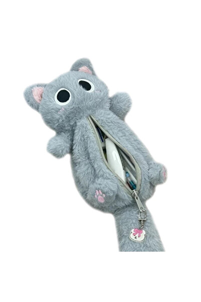 Choice Gray Cat LUSQI Adorable Cartoon Plush Soft Cuddly Toy Pencil Case High...