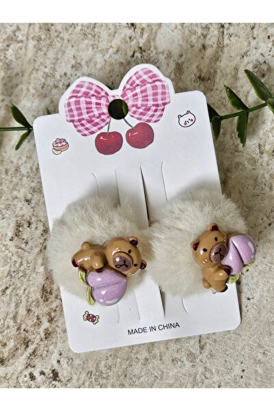 Handmade İkili Capybara Peluş Lastik Toka