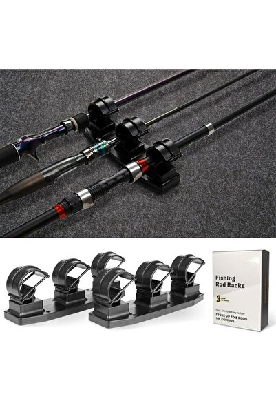 Choice حامل صنارات صيد أسود بثلاثة أوضاع للتثبيت على الحائط أو في البحر - حام...