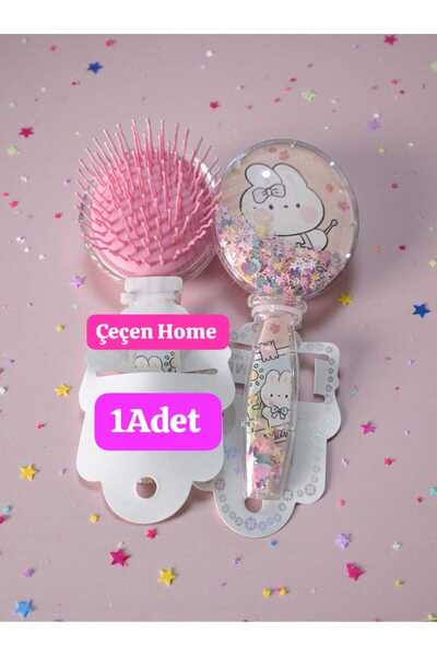ÇEÇEN HOME Simli ve Mika Kristal Saplı Lüks Kız Çocuk Saç Fırçası & Tarak