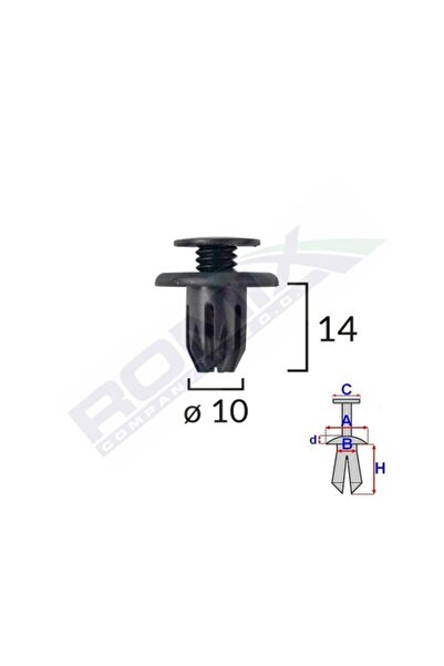 ROMİX Clips Fixare Pentru Honda Mini - Negru Set 10 Buc