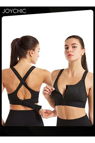 Joychic Women's Adjustable Front Zip Sports Bra