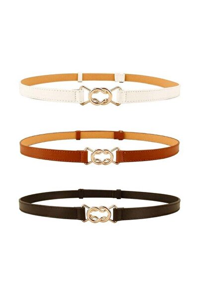 GUSGU 3 Piece Ladies Retro Thin Dress Belt with Metal Buckle
