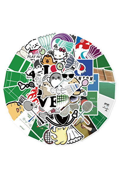 Choice مجموعة ملصقات تنس الريشة اللطيفة من الأنمي (50 قطعة)، ملصقات رياضية، م...